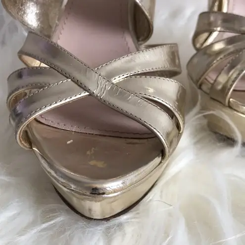 Miu Miu  Patent Leather Gold Sandals