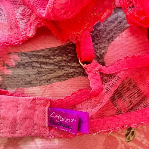 agent provocateur vintage y2k hot pink rose lace bralette