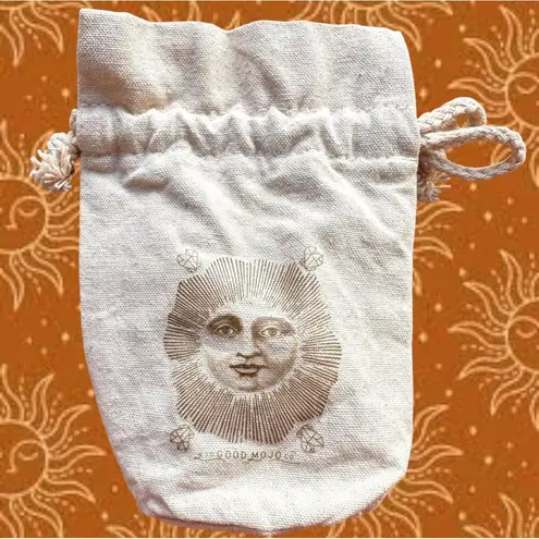 Drawstring Jewelry Pouch Good Mojo Co Sun Face Crystals Stash Bag Cotton