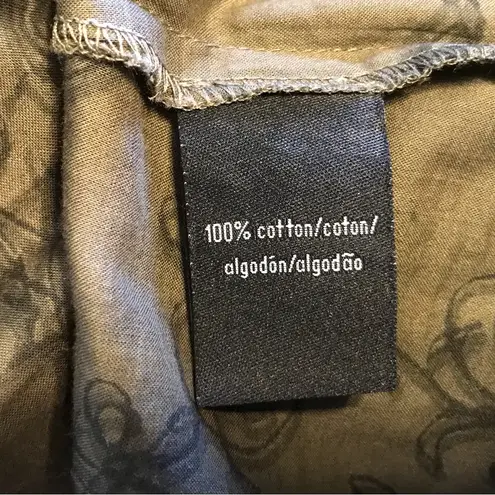 CALVIN KLEIN LONG TIED ROUCHED SLEEVES LIGHTWEIGHT BUTTON UP EMBROIDERED TOP MED Green - Image 11