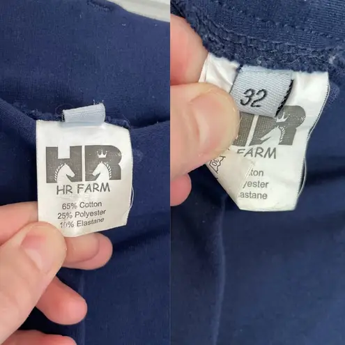 HR FARM Horse Riding Suede Breeches Navy Blue Striped Equestrian Pants Horseback Size 32