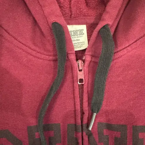 Victoria's Secret PINK Full Zip Up Hoodie in Burgundy, Size M Red Size M