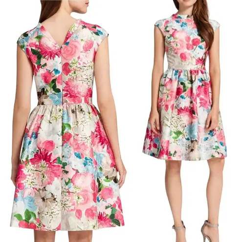 Cynthia Steffe Floral Print Dress Jacquard Pink Peony Cocktail Fit & Flare 6 NWT