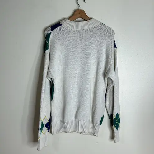 Brooks Brothers Vtg Argyle Patterned Sweater pullover cozy cute large cotton