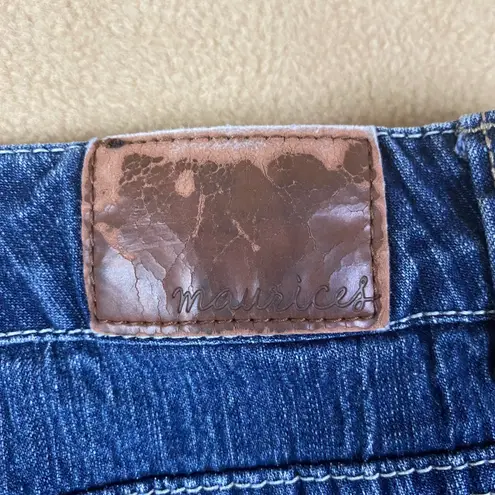 Maurice's Women's Blue Denim Jeans Bootcut Embroidered Pockets Sz 18 Short EUC