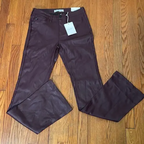KanCan Yoko Faux Leather Mid Rise Bootcut Pants Burgundy Wine size 27 NWT‎ Purple