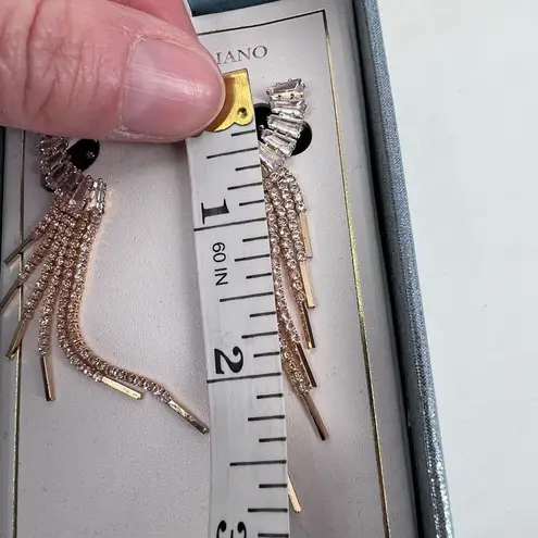 NWT Christian Siriano Rhinestone Earrings Wedding Prom Fringe Rose Gold Tone