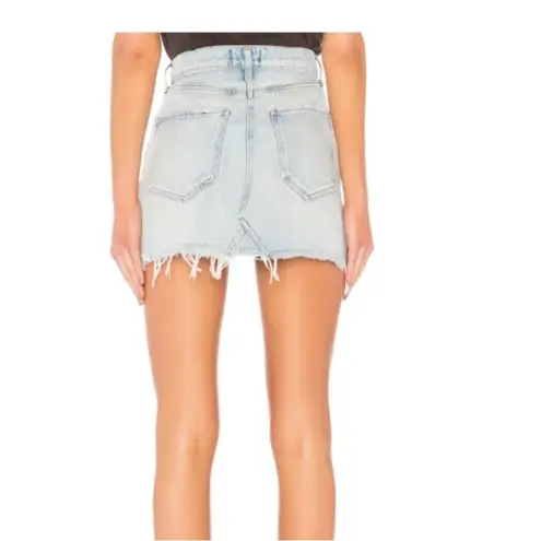 AGOLDE   Denim Quinn High Rise Distressed Denim Mini Jean Skirt