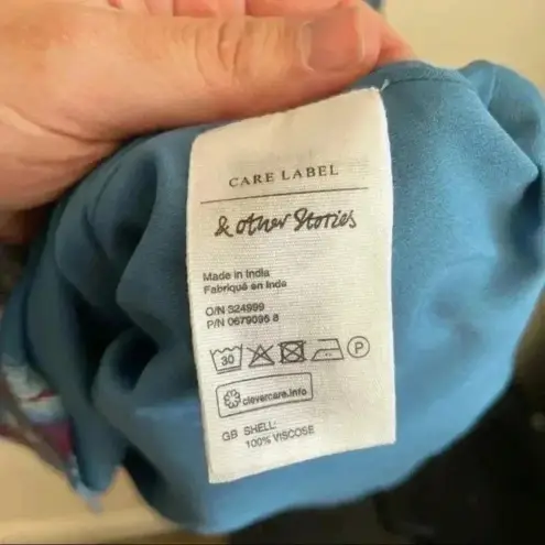 & Other Stories & Other Stories Blue Feather‎ Print Long Sleeve Mini Dress