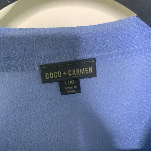 Coco + Carmen Slate Blue Gauze Boho Shirt Sz L/XL