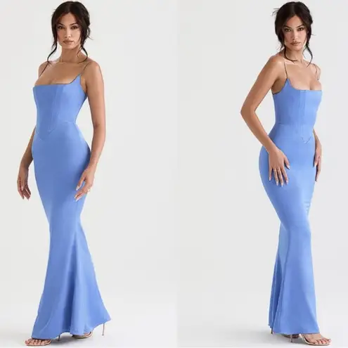 House Of CB NWOT Olivette Periwinkle Satin Corset Maxi Dress Sz XL