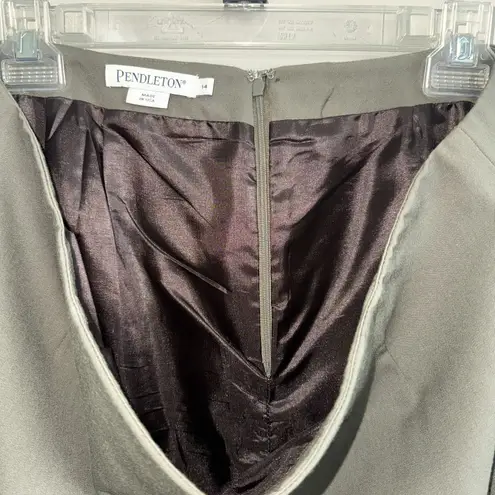 Pendleton Virgin Wool Pencil Skirt Woman’s Size 14 Made In USA Olive Green Brown