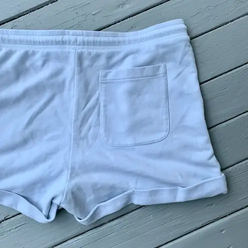 Reiss Pale Blue Annie Jersey Powder Blue Lounge Drawstring Elastic Waist Shorts Sweat Shorts Cotton Blend