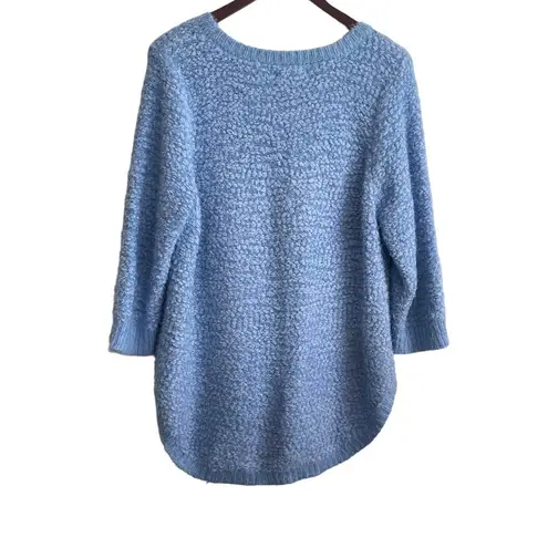 Studio JPR Sweater Women XL Blue Crew Neck 3/4 Sleeve Sherpa Fuzzy Cozy Casual