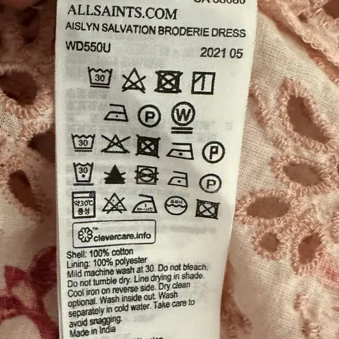 ALLSAINTS Victorian Aislyn Salvation Broderie Dress Size 8 Printed Floral Bird