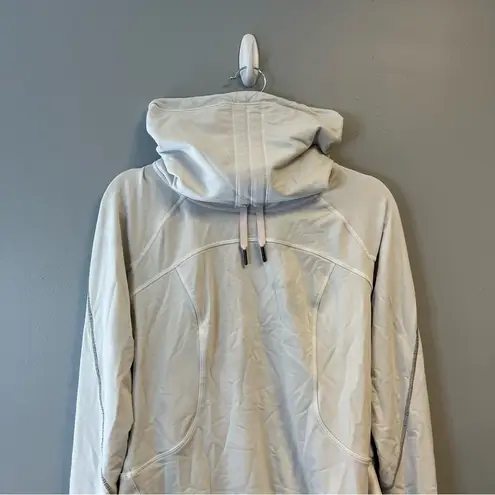 Lululemon  Sweatshirt White Cowl Funnel Neck Drawstring Pullover Jacket Sz 6 EUC