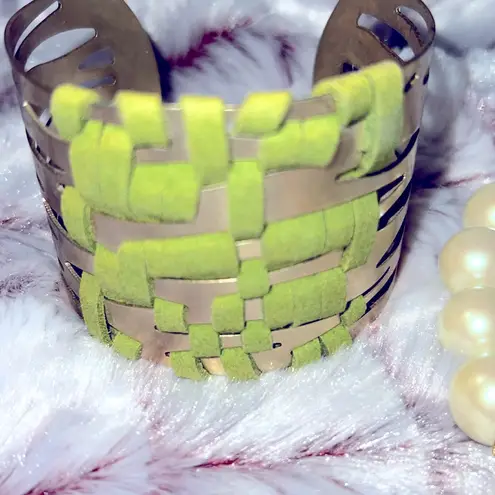 Vibrant Green and Gold Basket