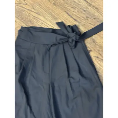 Rebecca Taylor Black Wide Leg Shorts Size 8 Wool 50's 60's Wrap Skort Walking