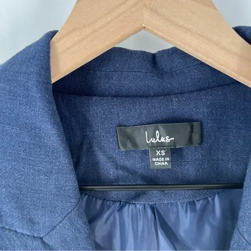 Lulus Classic Navy Linen Blend Womens 1 Button Relaxed Fit Blazer NWOT Size XS Blue