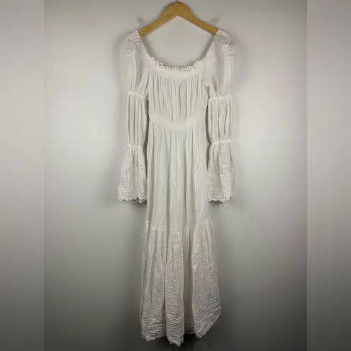 NOTHING FITS BUT Seine Maternity Gown Cotton Gauze Nursing Off Shoulder Sz S/M White