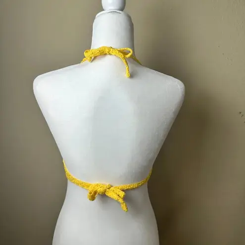 Handmade Yellow Crochet Halter Bralette Crop Top - one size