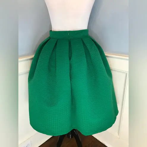 Retro Repro Vintage Look Green Full Box Pleat Midi Skirt Size M
