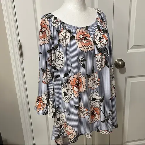 Kristin Nicole Floral 3/4 Sleeve Tunic Blouse. 2X.