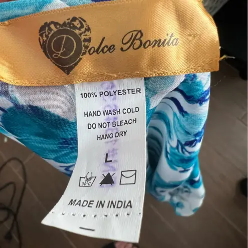 Dolce Bonita Blue Floral Kimono with Fringe sz L Size L