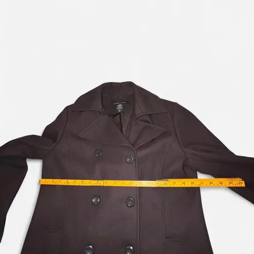 New York And Company wool blend chocolate brown pea coat-size 8