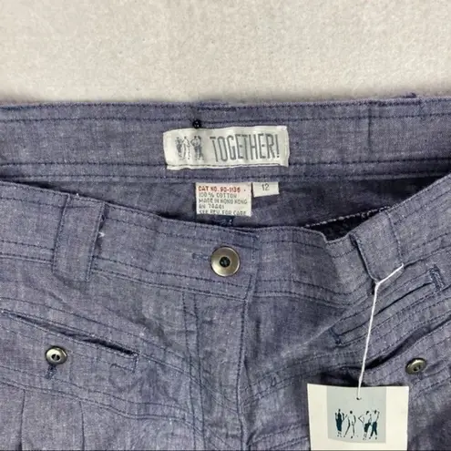 TOGETHER! Pleated Front High Rise Cuffed Short Blue Size undefined