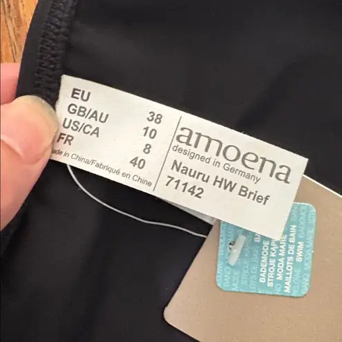 Amoena Nauru Animal Print Pocketed Blouson Top Bikini Bottom size 8 cup B NWT Black