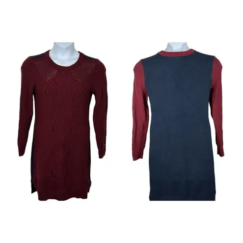 Tommy Hilfiger  Sweater Dress Sidelong Two Tone Maroon & Blue Size Small