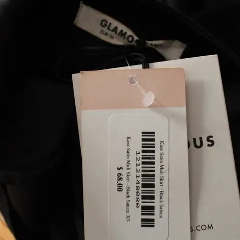 Glamorous New Kass Satin Maxi Skirt Side Slit Black NWT Size XS