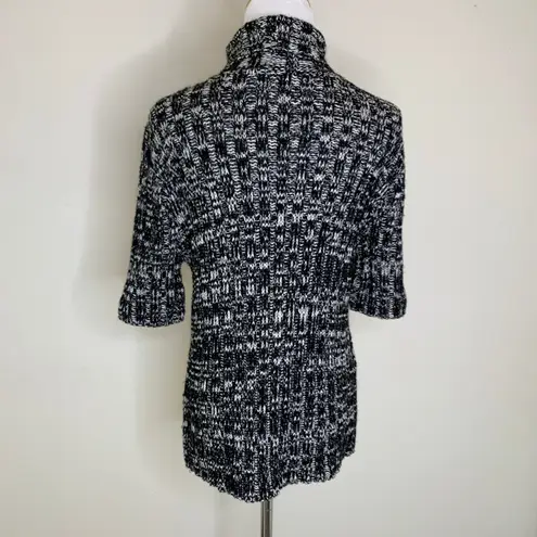 Vintage Mock Neck Marled Short Sleeve Sweater Sz XL Black