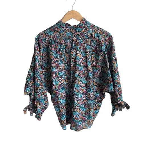 DOEN The Rose Top Navy Lady Bird Floral Print Blue