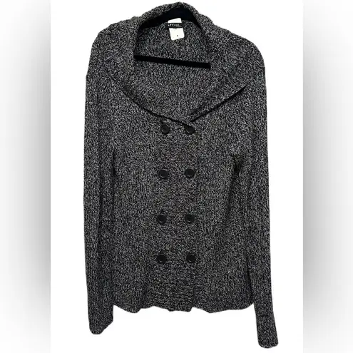 Effeci Women’s Black White Cardigan Button Knit Sweater Hat L/XL (No Sz Tag)