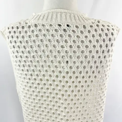 New Madewell Open Stitch Crop Sweater Vest Style NL192 Bright Ivory Size XXL White