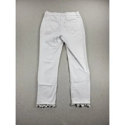 Hydraulic Women's Jeans 4 White Nolita Curvy Crop Straight Citrus Embroidered