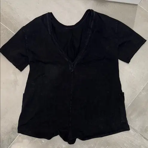 Free People Movement Hot Shot Tee Black Romper - Image 2