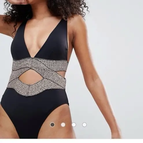 River Island Metallic Wrap Swimsuit