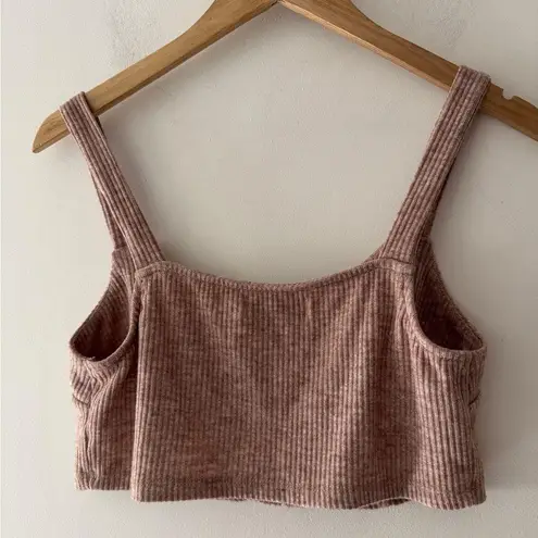 Petal and Pup Brown Knit Cropped Tank Top Buttons