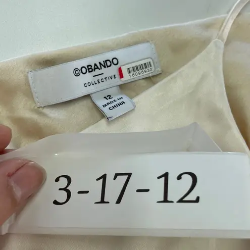 Obando Jumpsuit Womens 12 Cream Satin Wide Leg Tie Waist Formal Party Flowy