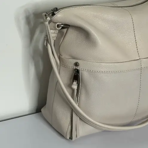 The Sak Collective LADERA Cream Pebbled Leather Crossbody Bag Purse Tassled Silver