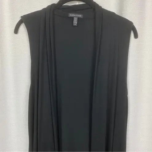 Eileen Fisher  Black Drape Front Knit Vest Sz.S