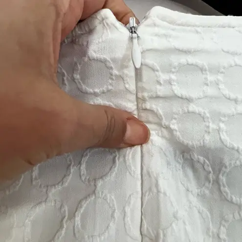 Shoshanna Long Sleeve Ruffled Crew Neck Sheath Textured White Dress Sz 12