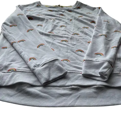 Jane and Delancey Rainbow Sweatshirt White Small Lightweight pullover