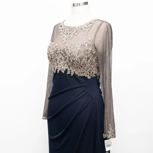 XScape - Embellished Illusion-Bodice Ruched Gown