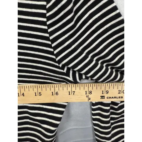 Lauren Ralph Lauren Sweater Womens Medium Black White Stripe Pullover Patch Zip