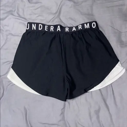Under Armour  Black and White Athletic Shorts with Contrast Trim - Image 2