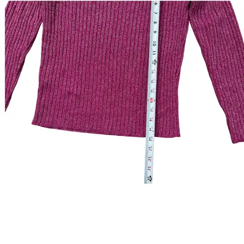 INC International Concepts Purple Metallic Knit Off Shoulder Top M Size M